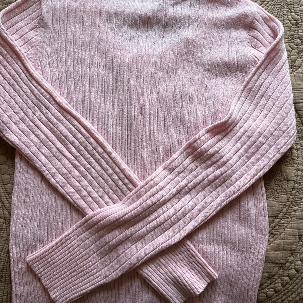 Pink Ribbed Women's Sweater